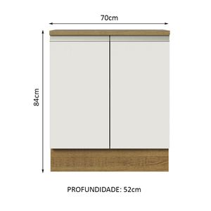 Mueble de Cocina 2 Puertas Glamy 70 cm Marrón/Blanco