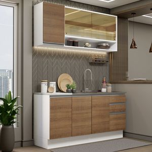 Mueble de Cocina Integral 160 cm Glamy Blanco/Marrón 04