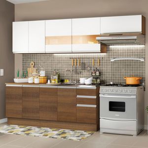 Mueble de Cocina Integral Marcela 280 cm Marrón/Marrón/Blanco 03