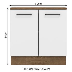 Mueble de Cocina 2 Puertas Agata 80 cm Marrón/Blanco
