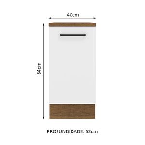 Mueble de Cocina 1 Puerta Agata 40 cm Marrón/Blanco