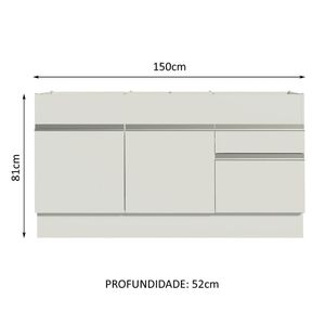 Mueble de Cocina 2 Puertas y 2 Cajones Glamy 150 cm Blanco