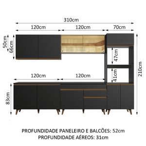Mueble de Cocina Integral Reims 310 cm Negro/Marrón 01