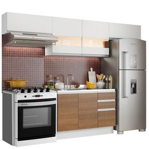 Mueble de Cocina Integral Marina 280 cm Blanco/Marrón/Blanco 01