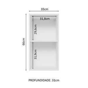 Alacena de Cocina 1 Puerta Glamy 35 cm Blanco/Marrón