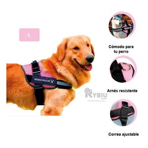 Arnes Resistente y Seguro Talla L Rosado Y+Regalo Stickers