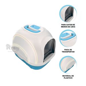 Arenero para Gatos de Menos 13 kg Celeste Y+Papel de Regalo
