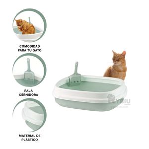 Arenero para Gato Pet 48x40x12.5 Verde Y+Papel de Regalo