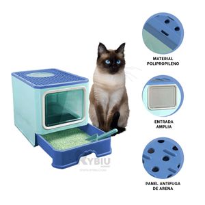 Arenero para Mascota de Color Celeste Y+Papel de Regalo