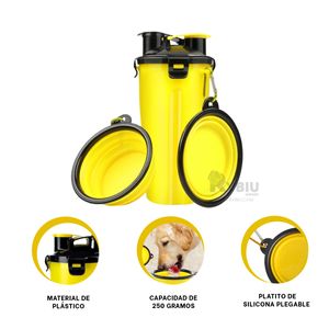 Bebedero y Comedero de Mascotas Amarillo Y+Papel de Regalo