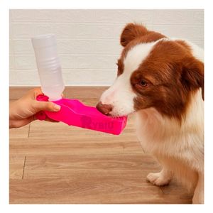 Bebedero Canino con Bandeja Extraible en Rosado Y+Stickers