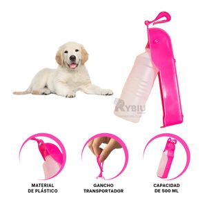 Bebedero Canino con Bandeja Extraible en Rosado Y+Stickers