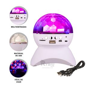 Bocina Giratoria con Luces Led y Bocina Blanco Y+Stickers