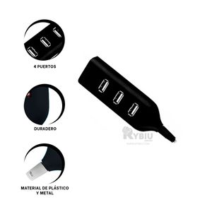 Hub Moderno de 4 Puertos Usb 2.0 Negro Y+Papel de Regalo