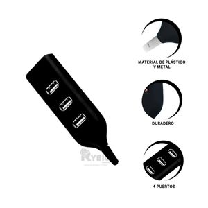 Hub Transportable 4 Puertos Usb 2.0 de Tono Negro