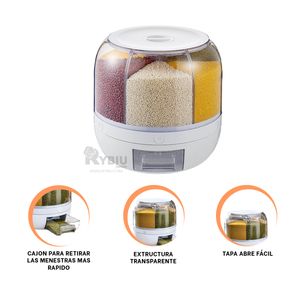 Dispensador Forma de Flor para Granos 6kg Blanco Y+Stickers