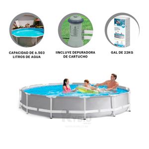 Piscina Redonda con Depuradora Ideal para El Verano