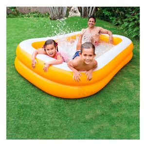 Piscina de Forma Rectangular Resistente en Anaranjado