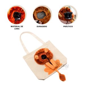 Cartera Transportadora en Forma de Leon Color Hueso