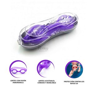 Lentes Bonitos para Piscina Color Morado Y+Papel de Regalo