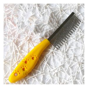 Peine Pet con Mango de Huellitas Amarillo Y+Papel de Regalo