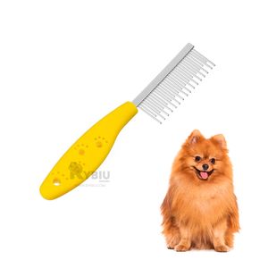 Peine Pet con Mango de Huellitas Amarillo Y+Papel de Regalo