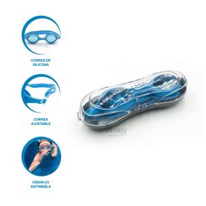 Lentes Ajustables para Nado Color Celeste Y+Regalo Stickers
