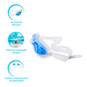 Lentes Bonitos para Piscina Color Celeste Y+Papel de Regalo