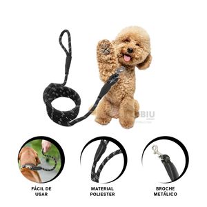 Soga Resistente para Perro de Delgada 2m Color Negro