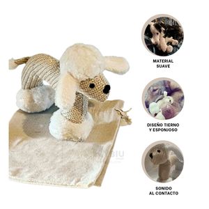 Peluche de Felpa con Sonido Color Blanco Y+Papel de Regalo