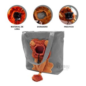 Cartera Transportadora en Forma de Leon Tono Plomo