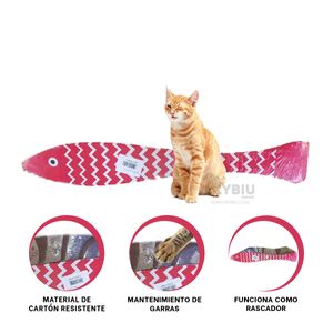 Rascador con Estampado de Pez en Carton Marron Y+Stickers