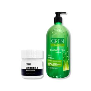 Minoxidil 5mg Caps 60 + Shampoo Ortin Sabila 1Lt