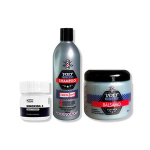 Minoxidil 5mg Caps 60 + Shampoo Voss + Acondicionador De Balsamo Voss