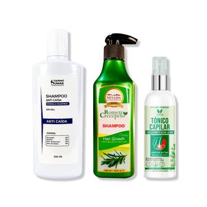 Shampoo Anticaida 250ml + Shampoo Romero 320ml + Tonico Capilar Romero