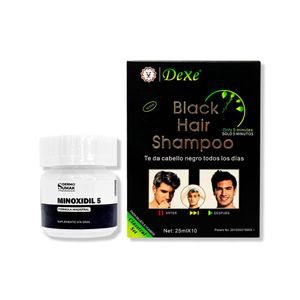 Minoxidil 5mg Caps 60 + Shampoo Cubre Canas Negro 250ml X 10 Und