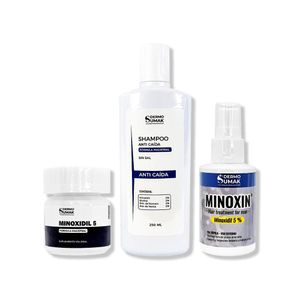 Minoxidil Caps 60 + Shampoo Sin Sal Anticaída 250ml + Locion Minoxin