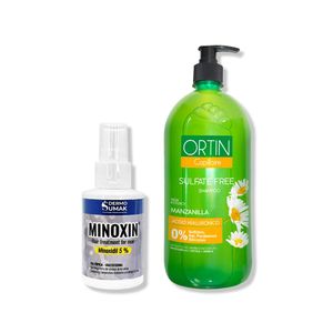 Locion Minoxin 60ml + Shampoo Ortin Manzanilla 1Lt