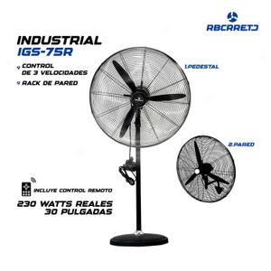 VENTILADOR DE 30" 2 EN 1 INDUSTRIAL CON CONTROL REMOTO 230 WATTS