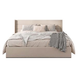 Cama Tapizada Listón Venus LeMueble 2 Plazas Beige