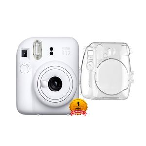 Camara Fujifilm Instax Mini 12 Blanco Arcilla+Estuche Transparente