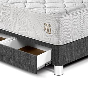 Cama Pocket Max King Con Cajones Charcoal Coal