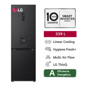 Refrigeradora LG 339L Bottom Freezer GB37SPV Negro Acero