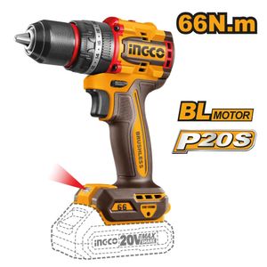 Taladro Atornillador Percutor Brushless Chuck Metálico Ingco 20V 66NM + 2 Baterías 2.0AH CIDLI20668