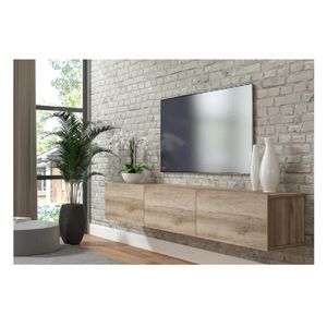 Mesa de TV Flotante 75" TU MESITA Sigrid Melamina 18mm color Roble 3 puertas