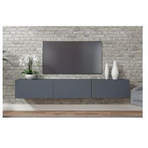 Mesa de TV Flotante 75" TU MESITA Sigrid Melamina 18mm color Gris oscuro 3 puertas