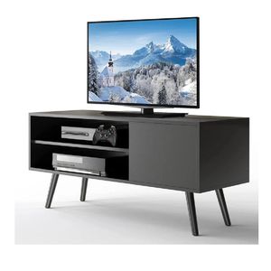 Mesa de TV Funcional 50" TU MESITA Eva Melamina 18mm color Gris Oscuro 1 puerta