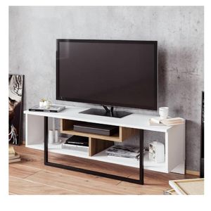 Mesa de TV Moderna Malibú 48" TU MESITA Melamina 18mm color Blanco/Duna
