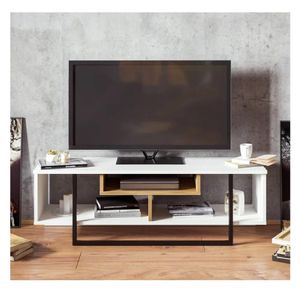 Mesa de TV Moderna Malibú 48" TU MESITA Melamina 18mm color Blanco/Duna