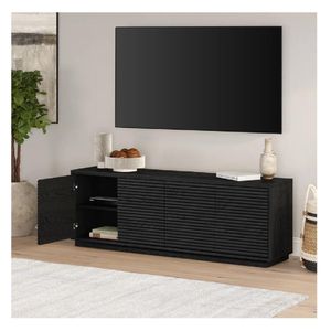 Mesa Moderna de TV 75" TU MESITA Mireya Melamina 18mm color Negro 4 puertas